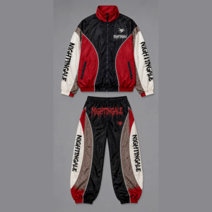 Conjunto de Chándal Holgado Personalizado para Hombre con Hombros Caídos, Chaqueta Cortavientos de Nylon Estampada con Bloques de Color y Pantalones, Chándal Impermeable con Paneles - Product Image 6