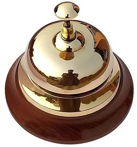 <b>Brass</b> Table <b>Bell</b> with Wooden Base Nautical Desk <b>Bell</b> Elegant Office Reception Hotel Counter Service <b>Bell</b> Decorative <b>Brass</b> <b>Bell</b> - Product Image 6