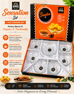 Juego de Regalo de 7 Tazones de Vidrio para Pudín, Textura de Burbujas, Tazones para Servir Postres, Caja de Regalo con Impresión Personalizada - Product Image 1