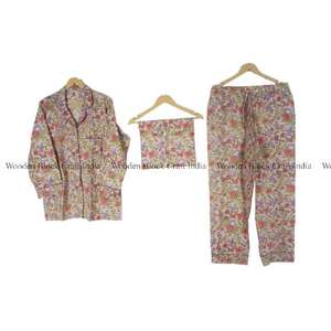 Ensemble pyjama femme imprimé floral, vêtements de nuit en coton, pantalon de pyjama femme, chemises à manches longues, ensemble pyjama assorti - Product Image 2