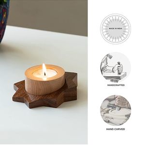 Wooden <b>Tea</b> <b>Light</b> Holder for Home Decoration Handcrafted Decorative Candle Stand - Product Image 3