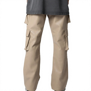 Pantalon cargo kaki pour homme, taille élastique, plusieurs poches, style décontracté, coupe droite, en toile respirante, idéal pour le printemps - Product Image 3