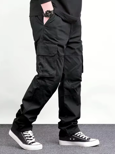 กางเกงคาร์โก้ทรงปกติสำหรับผู้ชายพร้อมเชือกผูกเอว – กางเกงลำลองทรงตรงสำหรับสตรีทแวร์ วิ่ง และใส่ในชีวิตประจำวัน - Product Image 3