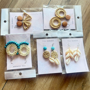 Pendientes de Ratán Ecológicos Hechos a Mano en Vietnam, Joyería de Bambú Natural, Accesorios de Moda Bohemios Ligeros para Mujer - Product Image 1