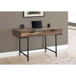 Scrivania Moderna Contemporanea da 48 Pollici per Ufficio e Casa con Cassetti Portaoggetti, Laminato Marrone e Metallo Nero - Product Image 5