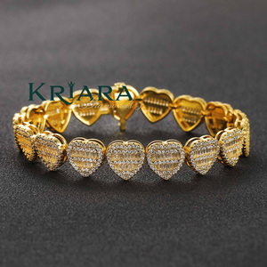 Bracelet en Moissanite plaqué or 925, taille cœur, serti en canal, bijou de luxe pour femme - Product Image 3