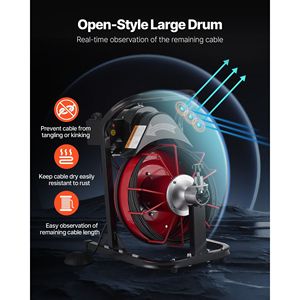 Macchina per la pulizia di scarichi con alimentazione automatica, 50 FT x 5/16 pollici, con 4 frese e interruttore a pedale ad azionamento pneumatico - Product Image 4