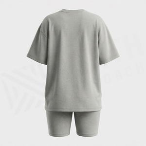 2 Piece High Quality Formal Solid Above Knee Home Wear Suit Short Sleeve T Shirt and Shorts <b>Twin</b> <b>Set</b> for Women - Product Image 2