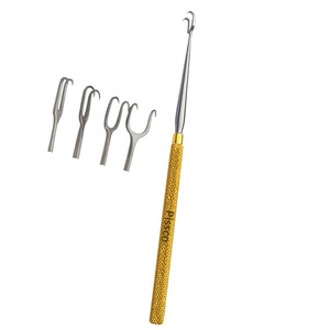 PISSCO Crochet cutané chirurgical à double pointe, rétracteur cutané à manche doré, en acier inoxydable, 1 pièce - Product Image 6