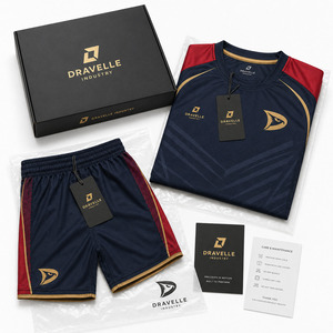 Conjunto de Uniforme de Futsal de Lujo, Color Carmesí Oscuro y Dorado, Camiseta y Pantalones Cortos de Fútbol, Malla Transpirable, Ropa Deportiva para Fútbol Sala - Product Image 5