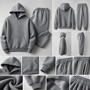 Conjunto Deportivo Unisex Ecológico y Transpirable, Sudadera con Cremallera Completa y Pantalones de Forro Polar, Color Sólido, Ropa Casual de Invierno para Hombre - Product Image 5