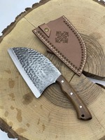 Couteau de chef industriel artisanal Viking Art, lame en acier à haute teneur en carbone, manche en bois, étui en cuir, écologique