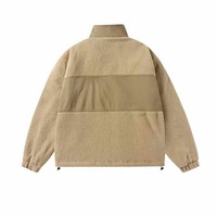 Veste d'hiver pour homme à blocs de couleur, chaude, zippée, à manches longues, col montant, style décontracté, en polaire et coton matelassé