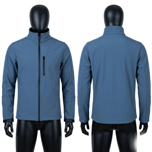 340 GSM Polyester Spandex <b>Soft</b> <b>Shell</b> Work <b>Jacket</b> Teal Color Panel Design Custom Embroidery Print - Product Image 4