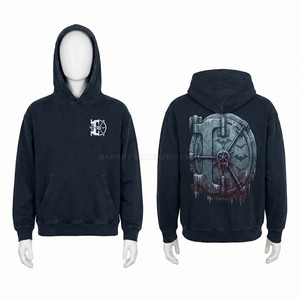 Sudadera con capucha gris de peso pesado para hombre, con lavado ácido, gráfico personalizado de telescopio celestial, estilo oversize, streetwear, proveedor al por mayor - Product Image 6