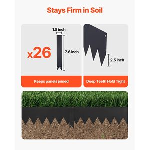 24-Pack 40 X 6 Inch Galvanized Steel Landscape Edging with 26 Mounting <b>Clips</b> Heavy Duty Metal Garden Edger 2022 Model - Product Image 3