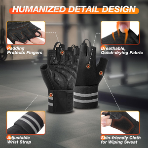 Guantes Acolchados para Levantamiento de Pesas para Atletas de CrossFit, Amortiguación de Espuma para Prevenir Callosidades, Cierre Ajustable con Gancho y Bucle - Product Image 4