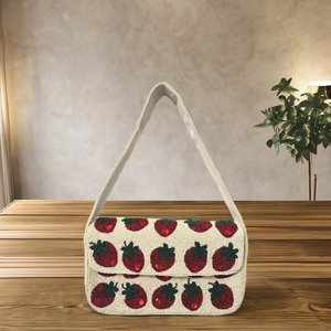 Designer <b>Beaded</b> Geometric Lady Single Strap Autumn Luxury Handmade Shoulder Purse Fashion Evening Party <b>Handbag</b> Custom Size Hoop - Product Image 1