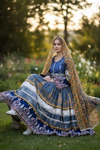 Delicate Pink Tie Dye Ethnic Maxi <b>Dress</b> Mirror Work Patchwork Embroidered Long Sleeve Gown Women Casual <b>Dresses</b> Party Wear - Product Image 5