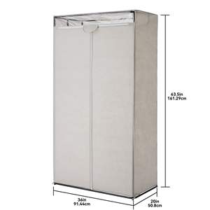 <b>Single</b> Tier Zippered Steel Adult Closet 36\" Gray Pumice Portable Bedroom <b>Wardrobe</b> - Product Image 5