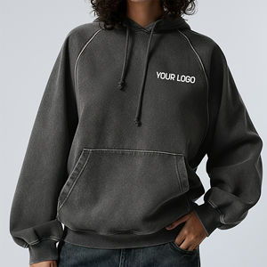 Sweat à capuche personnalisé OEM/ODM en coton tissé 100% imprimé, coupe oversize à épaules tombantes, grammage lourd 500 GSM, délavé à l'acide et au sel, pour l'automne - Product Image 1