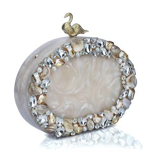 Bolso de mano de resina para mujer, uso diario, con cristales y nácar, elegante bolso de novia, regalo para dama de honor, bolso de fiesta, elegante y moderno. - Product Image 1