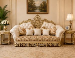 Majestuoso Juego de Sala de Estar Barroco con Detalles en Dorado, Compre un Conjunto de Sofás con Mesa de Centro Ovalada, Muebles de Sala de Estar en Oferta para el Hogar - Product Image 2