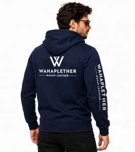 WAHAPLEATHER Men's <b>Navy</b> Blue Hooded Pullover <b>Sweatshirt</b> Regular Fit 100% Cotton French Terry Casual Lightweight Windproof Winter - Product Image 2