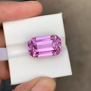 Piedra de Kunzita Natural con Corte Esmeralda, Gema Rosa Suelta, Facetada, Calidad Premium, para Joyería, Piedra Preciosa - Product Image 3