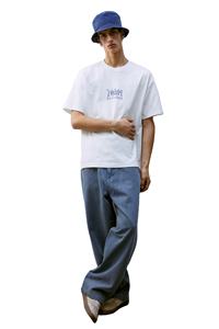 T-shirt homme haut de gamme coupe ample respirant à manches courtes haut visible épaule tombante 100% coton avec taille imprimée imprimée - Product Image 3