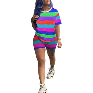 Mono corto ajustado y cómodo para mujer, con bloques de color, estilo casual de verano, proveedor de ropa. - Product Image 5