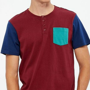 Produits les plus vendus en gros, t-shirt en coton pour homme, sur mesure, avec poche contrastée - Product Image 2