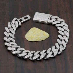 Iced Moissanite Diamond Hip Hop Cuban Link <b>Bracelet</b> For Men Round Cut Diamond Jewelry Celebration Party Gift For Unisex - Product Image 5