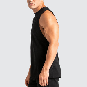 Débardeur côtelé blanc 100 % personnalisé pour homme, coupe ajustée, col ras du cou, en coton, avec impression de logo sur mesure, vente en gros - Product Image 3