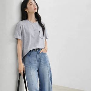 เสื้อยืดแขนยาวผู้หญิง คอวี กระดุมผ่าหน้า ผ้าถัก สวมใส่สบาย สีพื้น ระบายอากาศได้ดี ผ้าฝ้าย 100% สีฟ้า - Product Image 3