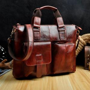 Porte-documents pour ordinateur portable de 15 pouces en cuir véritable pleine fleur Crazy Horse, durable, pour hommes, sac de bureau LLB-0352 - Product Image 4