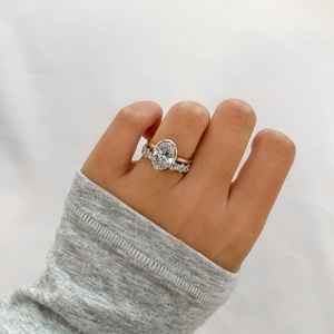 Minimalist Bezel Set Oval Cut Lab Grown Diamond Engagement Ring 10K 14K 18K Yellow Gold Two Tone Certified Lab Diamond Jewelry - Product Image 1