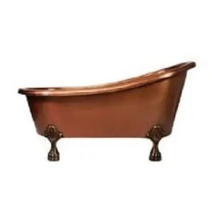 Baignoire autoportante en cuivre, finition martelée, ovale, pour bain profond, baril de bain de luxe pour adultes - Product Image 4