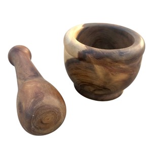 Premium Handcrafted Mango Wood Mortar and Pestle Set Accessory Kitchen Spice <b>Grinder</b> & <b>Herb</b> Crusher Tool for Chutneys - Product Image 6