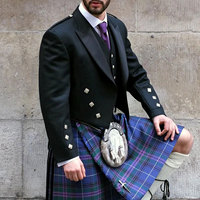 Veste écossaise Prince Charlie noire de haute qualité pour homme, écologique, hiver, 5 boutons, patchwork, style Highland