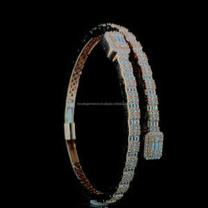 3MM VVS Baguette Moissanite <b>Bangles</b> 925 <b>Silver</b> Rose Gold Plated Trendy Adjustable Moissanite Diamond <b>Bangles</b> <b>for</b> <b>Women</b> - Product Image 5