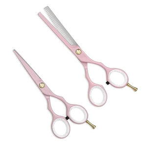 2026 Professional Hair Cutting Scissors Set <b>Pink</b> Thinning Shears <b>Kit</b> With Gold Adjustable Finger Rest Hairdressing <b>Tool</b> - Product Image 1