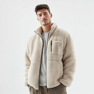 Chest Pocket Sherpa Jacket Men's Winter Street Fashion Sherpa Fleece Jackets Men OEM Zipper Polar Sherpa Fleece <b>Coat</b> Warm Up - Product Image 1