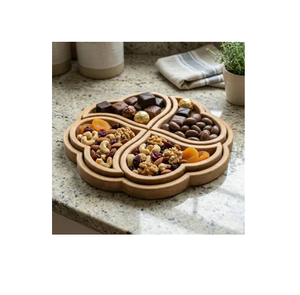 <b>Wood</b> Dry Fruit Tray Irregular Shape <b>Rustic</b> Design Decorative Serving Platter For <b>Dining</b> <b>Table</b> Birthday Occasion - Product Image 1