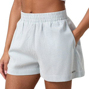 Shorts en popeline bleu clair pour femmes, taille élastique, décontractés, respirants, légers, confortables, pour la détente et l'usage quotidien - Product Image 1