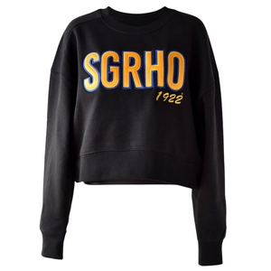 Sudadera Corta con Cuello Redondo SG Rho, Sudadera Negra de la Hermandad Sigma Gamma Rho, Top Informal de Moda para Mujer, Bordado Personalizado Griego - Product Image 1