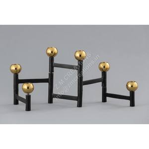 Décoration d'intérieur, porte-bougie à 6 bras en métal, finition dorée, design moderne pour les mariages, Noël, fait main, respectueux de l'environnement - Product Image 1