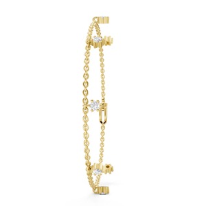 Pulsera de Diamantes de Tres Piedras en Oro Amarillo de 9K de la Mejor Calidad, Joyería de Diseño Premium para Mujer, para Bodas, Fiestas y Uso Diario - Product Image 2