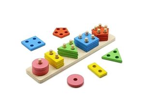 Rompecabezas de Madera para Clasificar y Apilar Formas, Juguete de Aprendizaje Montessori, Juego de Bloques Educativos para Combinar Colores para Niños Pequeños - Product Image 1