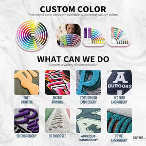 Sudadera con capucha personalizada de felpa francesa ecológica con efecto desgastado por el sol y lavado ácido, con cremallera, bordado, apliques y detalles de parche de cuero - Product Image 6